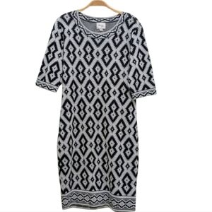 Beige By Eci Stretchy Aztec Print Metallic Sweater midi Dress